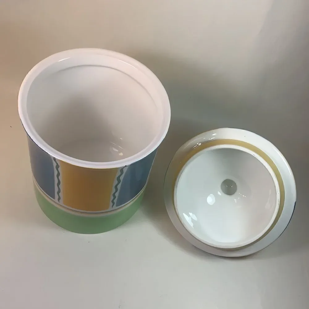 Cookie Jar Lid Green Yellow Blue 10 Inches Tall